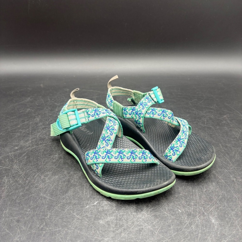 Chaco Kids Z1 Ecotread Strappy Sandals Green Blue Patterned Size 13